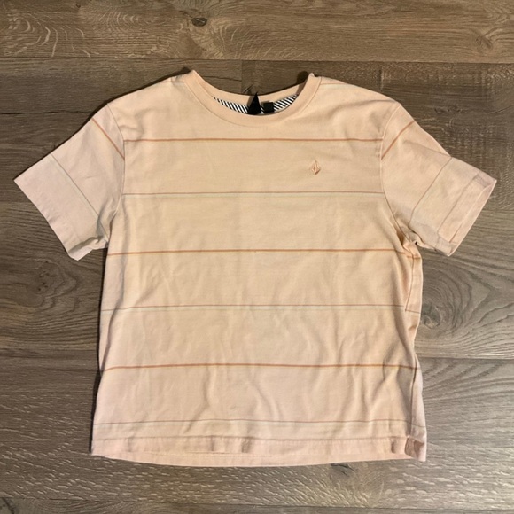 Girls’ Volcom peach striped baby tee, M - Picture 1 of 6